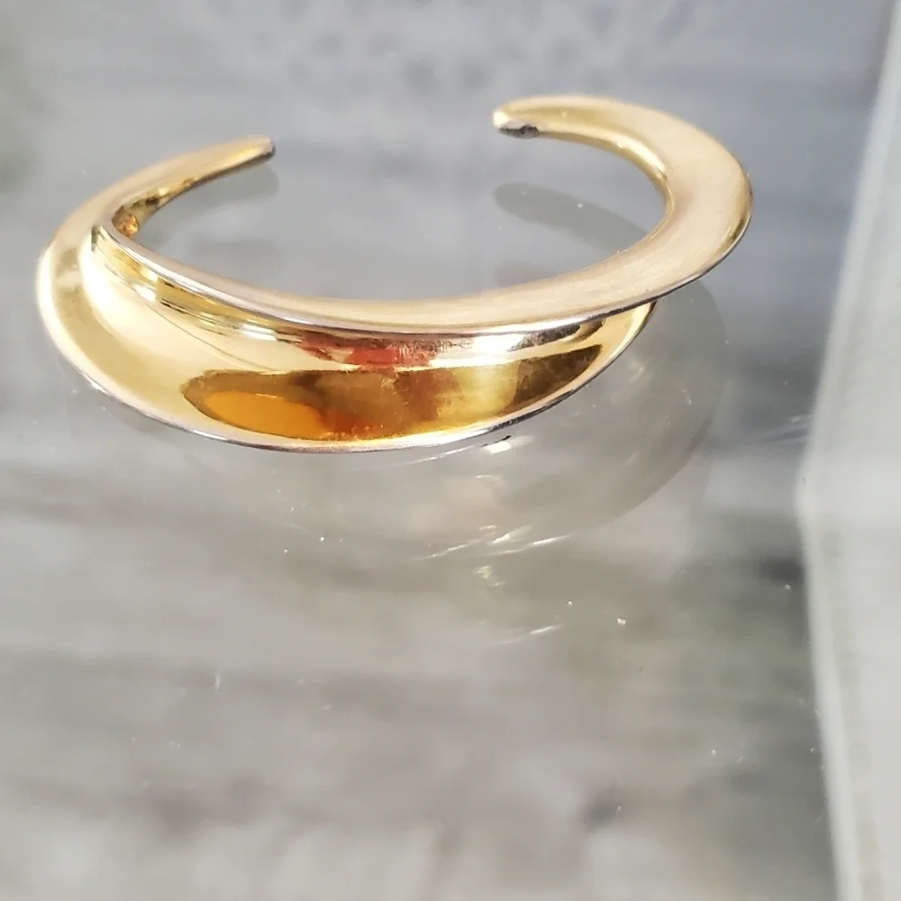 CARA Gold & Silver Tone Crescent Cuff Modern Sleek Bracelet